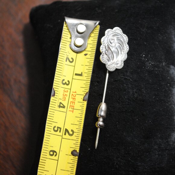 Vintage Sterling Silver Engraved Victorian Revival Stick / Scarf Pin - Picture 7 of 8